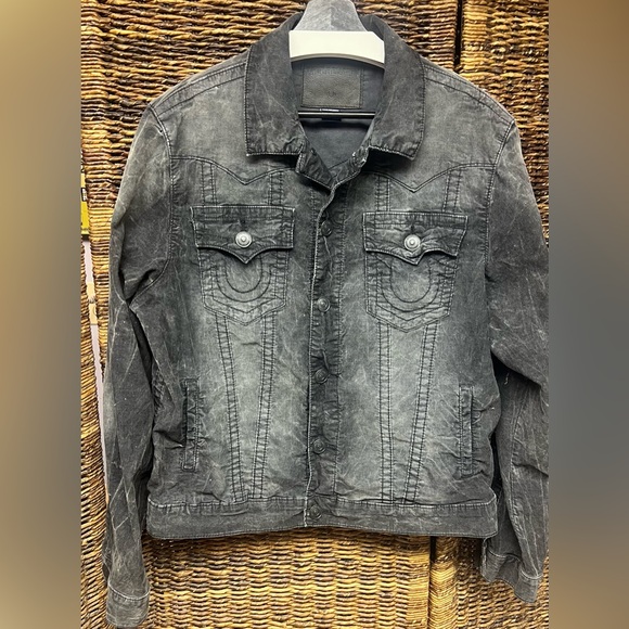 True Religion Other - True Religion- Men's Black Denim Jacket,Distressed/Worn/Wash, Size:Large, Jimmy